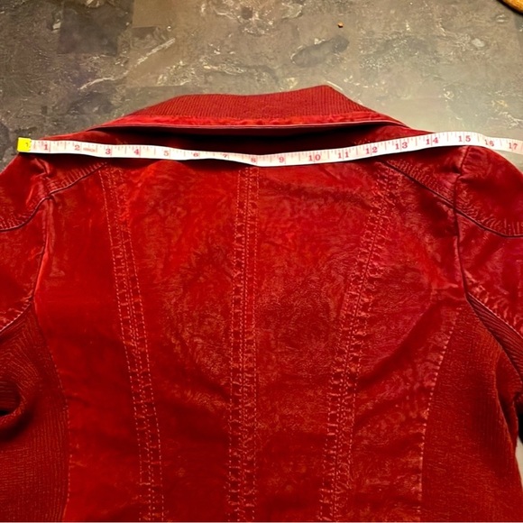 Red Faux Suede Jacket, women size small - Picture 10 of 10